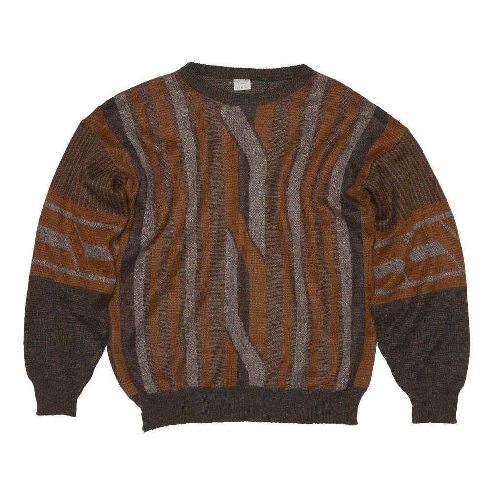 Angelo Litrico (Italy) 70s Brutalist Stranded Tweed Yarn Garter Stitch Jumper